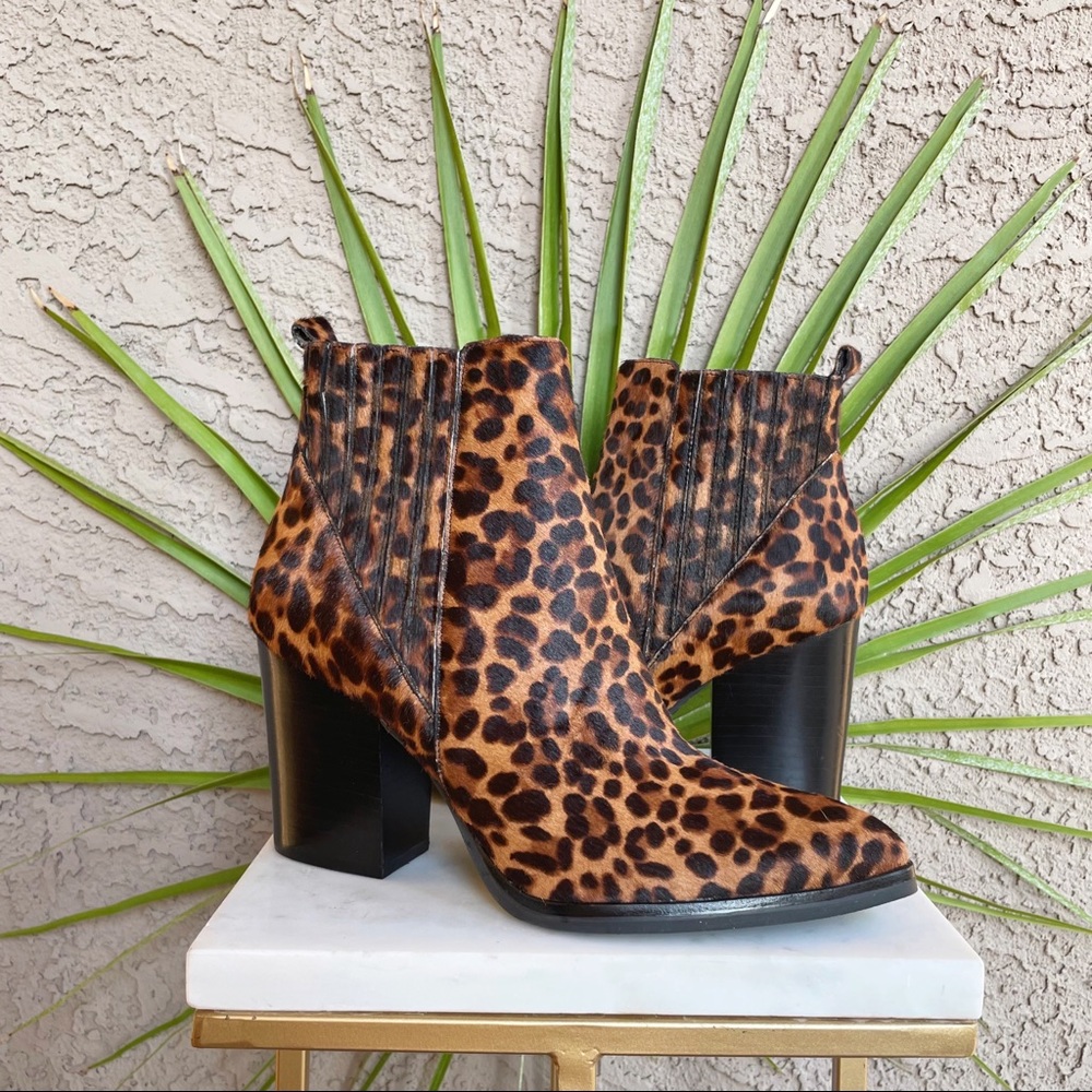 MARC FISHER NWOT Leopard Calf Hair Ankle Boots - Picture 11 of 15